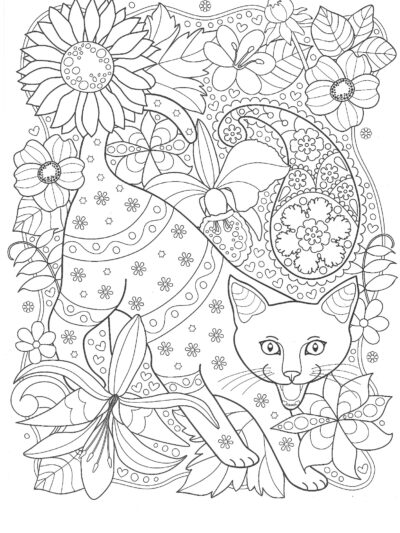 Кот в цветах