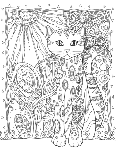 Кошка с сердечками